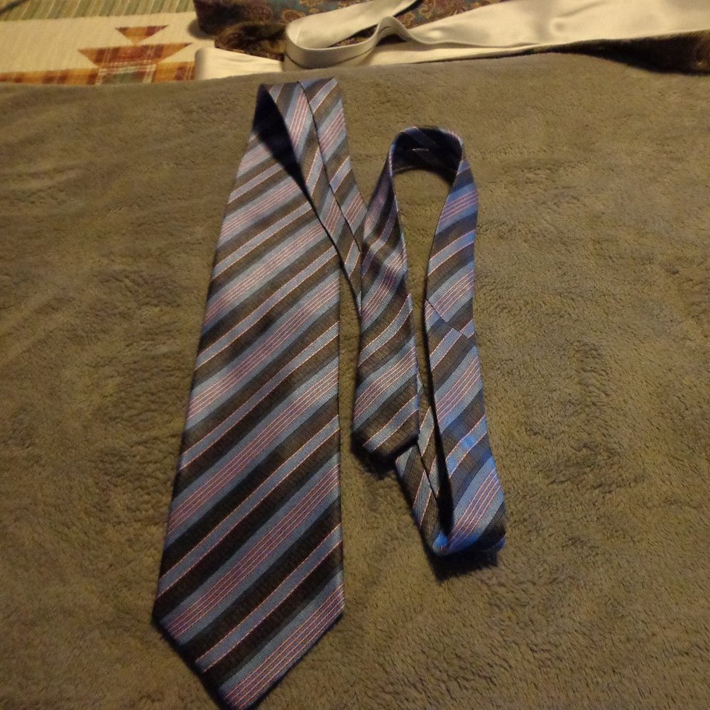 Silk Tie - Blue and Pink Stripes